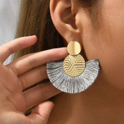 Bohemian Big Tassel Drop Earrings for Stylish Wedding Look - Smarsty