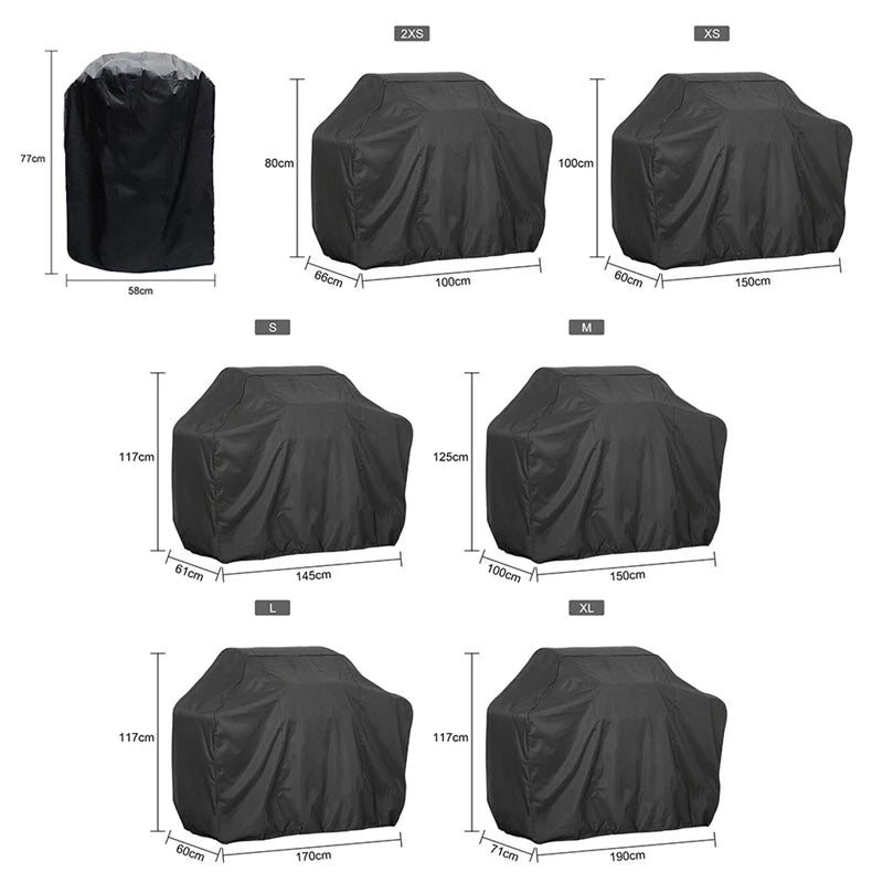 Black Waterproof BBQ Grill Cover for All Seasons - Smarsty