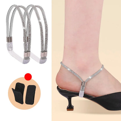 High Heels Shoes Band Anti-loose for Women Diamond Shoelaces Anti-drop Heel Straps Belt Drill Elastic Fixing Belts Rhinestone - Smarsty