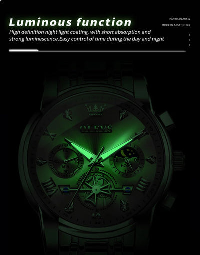OLEVS Luxury Quartz Watch with Moon Phase Feature - Smarsty