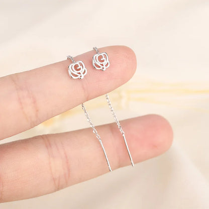 Rose Gold Drop Earrings with Zircon Crystals for Women - Smarsty