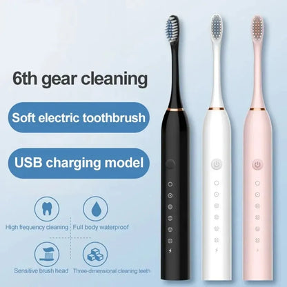 Electric Ultrasonic Toothbrush With Six Speed Modes - Smarsty