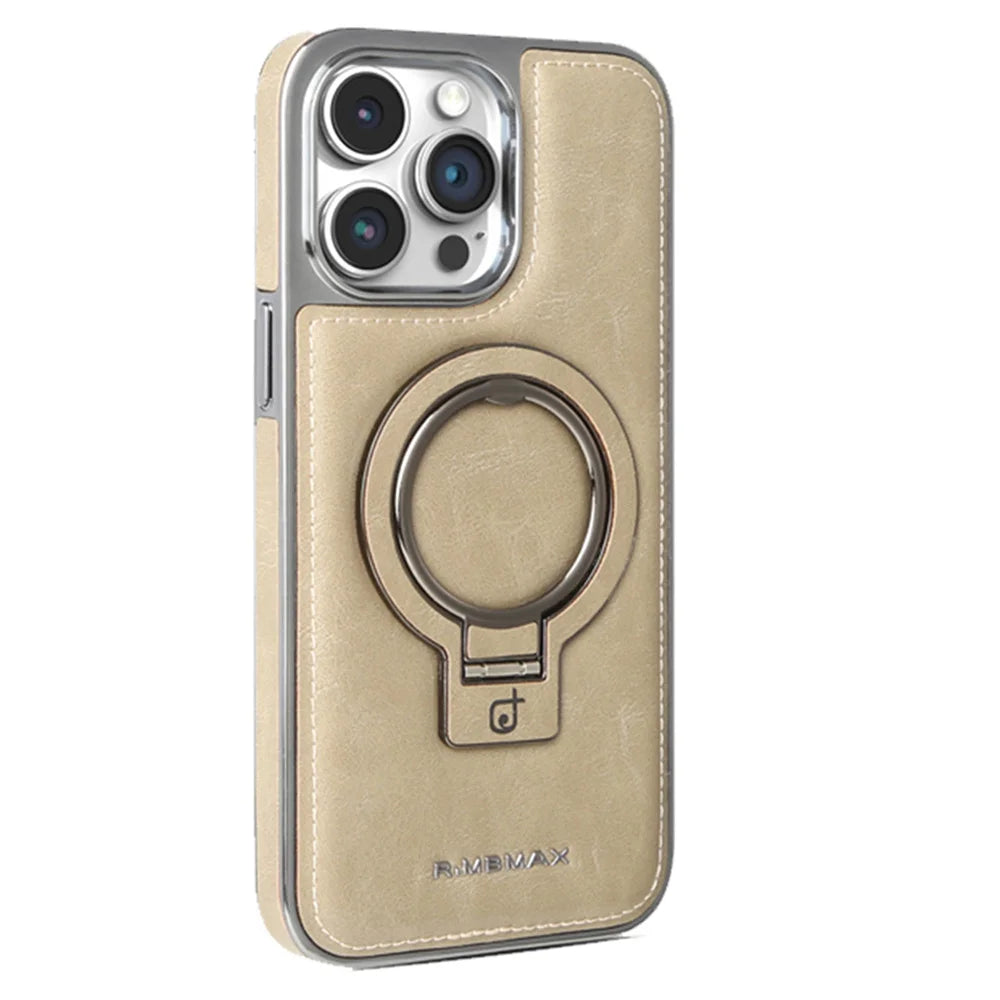 Luxury PU Leather Magnetic Stand Phone Case For iPhone 17 16 15 14 13 12 Pro Max for Magsafe Wireless Charging Shockproof Cover
