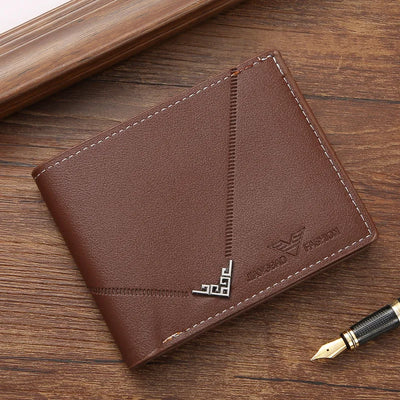 Men's Slim Money Clip Wallet Credit Card ID Holder Casual Male Leather Short Multi Card Holder Purses Business Man Bifold Wallet - Smarsty