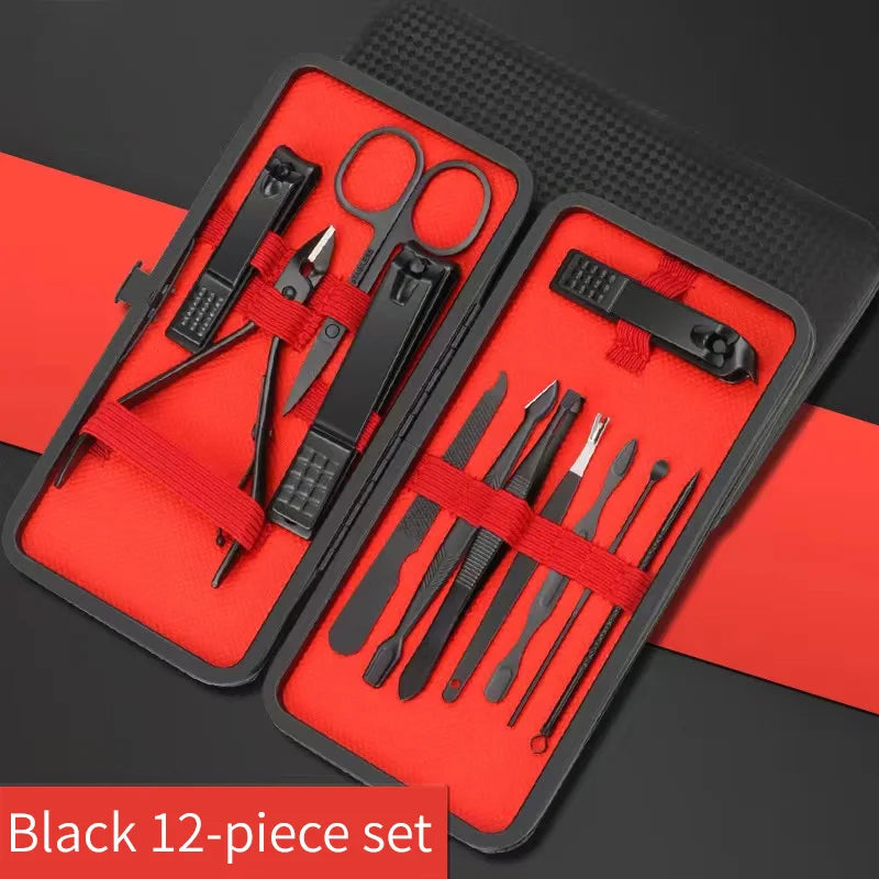 Convenient Black and Red Nail Clipper Set - Smarsty