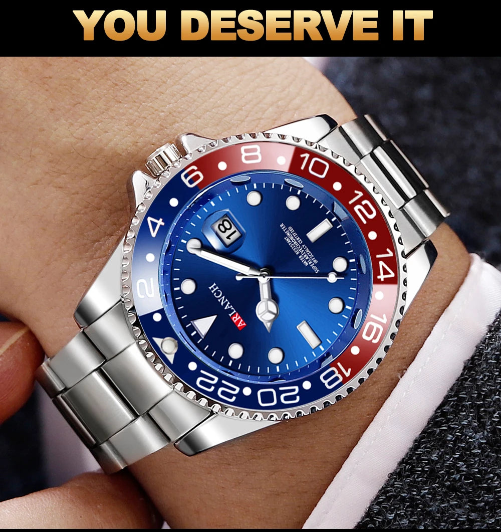 Classic Stainless Steel Quartz Watch with Magnifying Glass - Smarsty