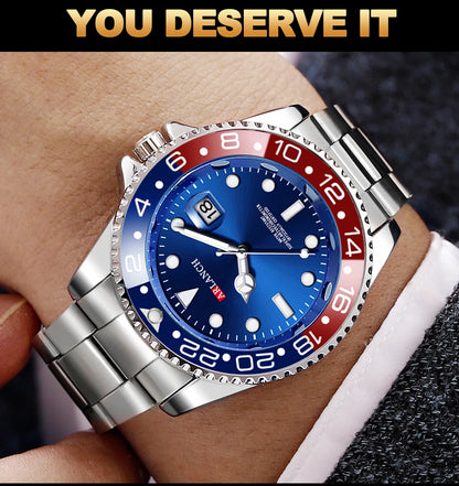 Classic Stainless Steel Quartz Watch with Magnifying Glass - Smarsty