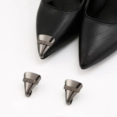 Women High Heel Metal Toe Cap Wear and Tear Concealer Anti-kicking Leather Shoes Point Protector Flat Shoe Tips Cap Accessorices - Smarsty