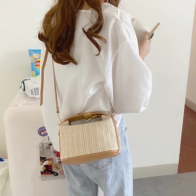 Straw Handbag Crossbody Tote For Summer Beach Style - Smarsty