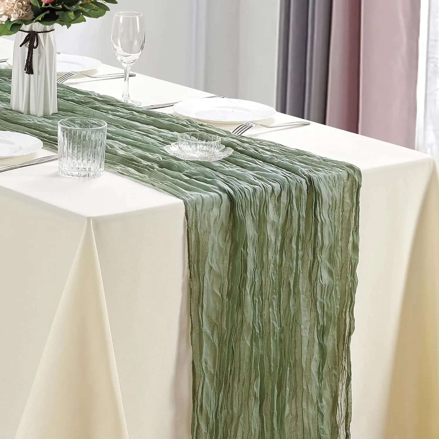 Boho Cheesecloth Table Runner Set for Weddings - Smarsty
