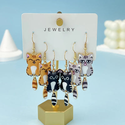 Cute Cat Dangle Earrings Set for Women Gift - Fun and Stylish - Smarsty