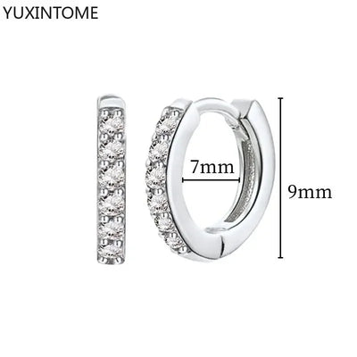 925 Sterling Silver Hoop Earrings White Crystal Luxury - Smarsty