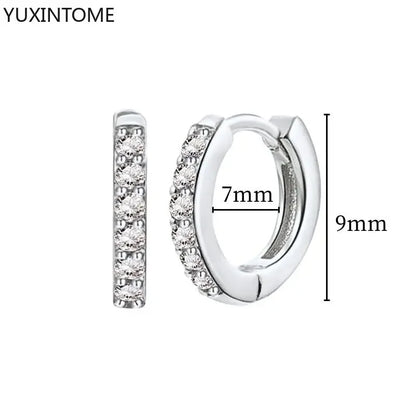 925 Sterling Silver Hoop Earrings White Crystal Luxury - Smarsty