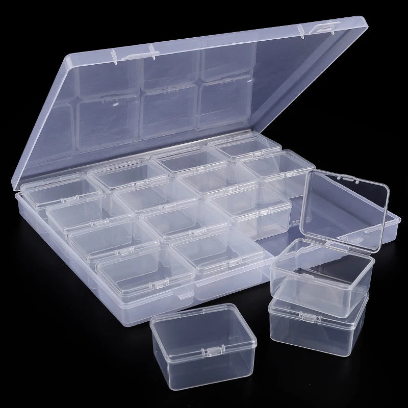Clear Plastic Bead Organizer Box with Hinged Lid - Smarsty