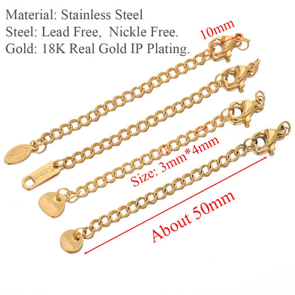 Stainless Steel Extension Chain With Secure Lobster Clasps - Smarsty