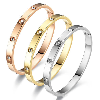 Luxury Stainless Steel Bangle for Women with Crystal - Smarsty