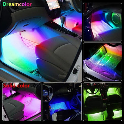 RGB Automotive Atmosphere Decorative Lamp Led Interior Light Strip Car Foot Ambient Lights with USB Cigarette with Remote Voice