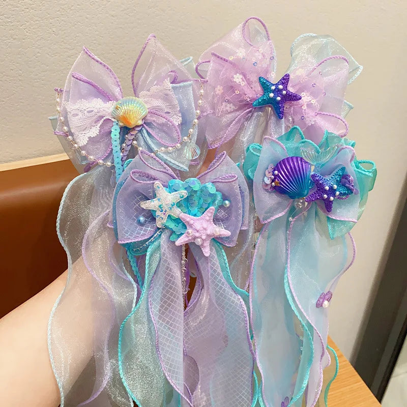 Mermaid Hair Accessories for Girls with Bow and Clip - Smarsty