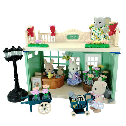 Girls kids Toys Miniature Dollhouse Furniture Shopping PlaySet DIY Family Games Supermarket Flower Store Pretend Toys by Smarsty