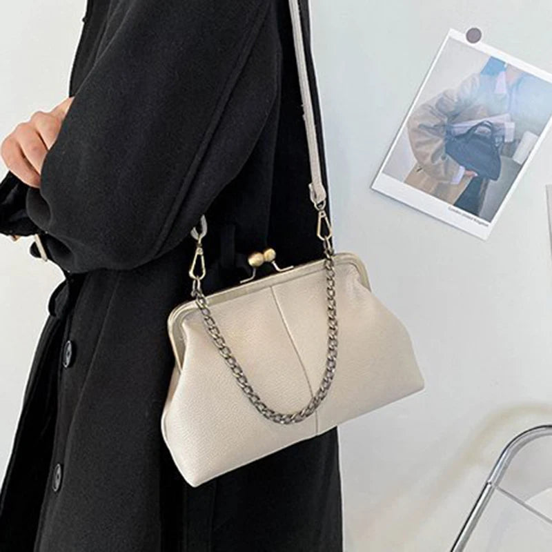 Vintage Soft Skin Shell Bag Lychee Pattern Crossbody - Smarsty