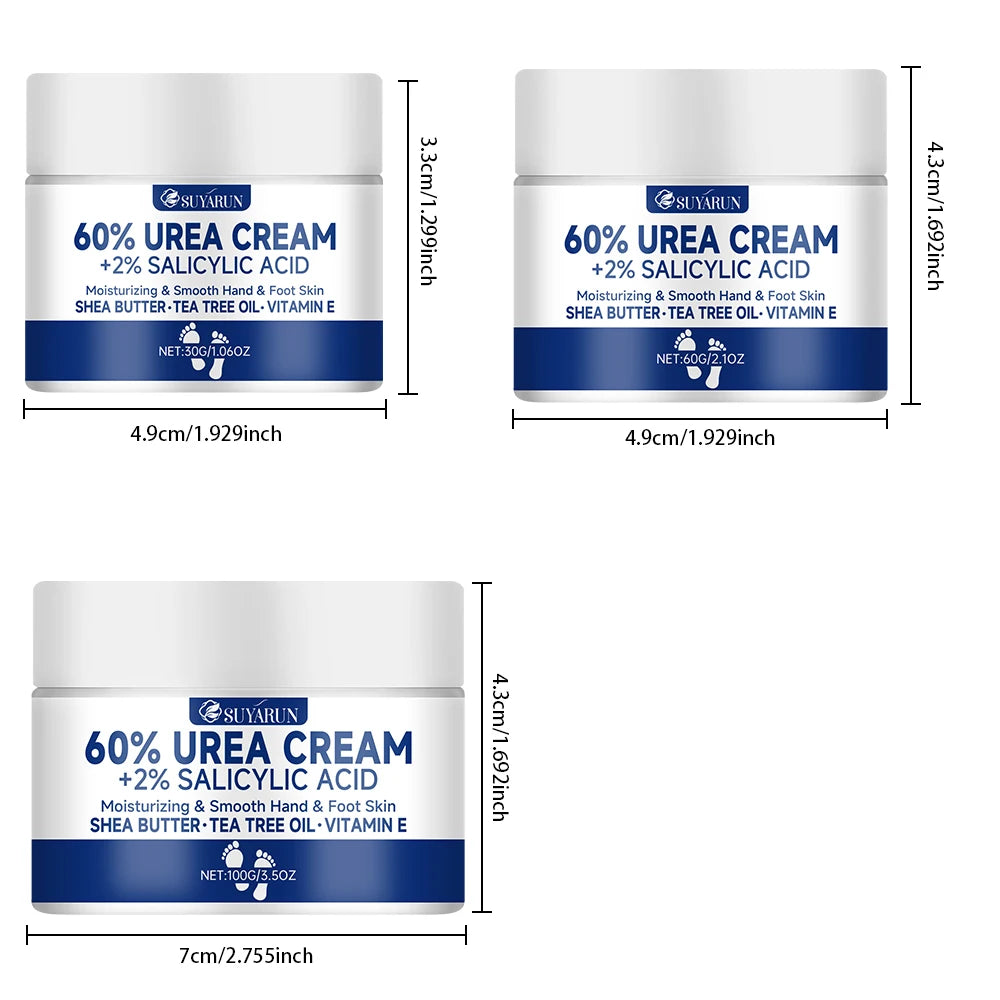 SUYARUN 60% Urea Foot Cream for Cracked Heels & Dry Skin - Intensive Moisturizing Treatment, Callus Remover, Diabetic Foot Care. - Smarsty