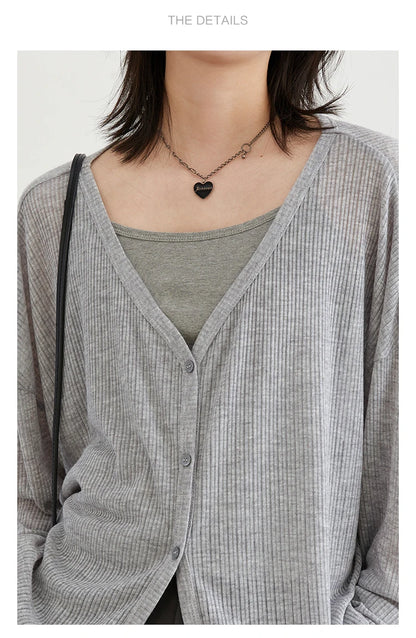 CHIC VEN Women's Cardigan New V-neck Long Sleeved Female Shirt Female Jumpers Sun Protection Woman Top Spring Summer 2024