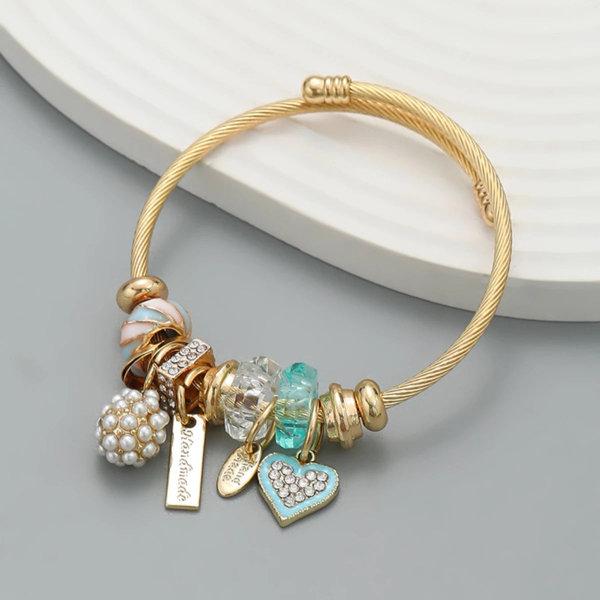Fashion Stainless Steel Beaded Love Bracelet for Women - Smarsty