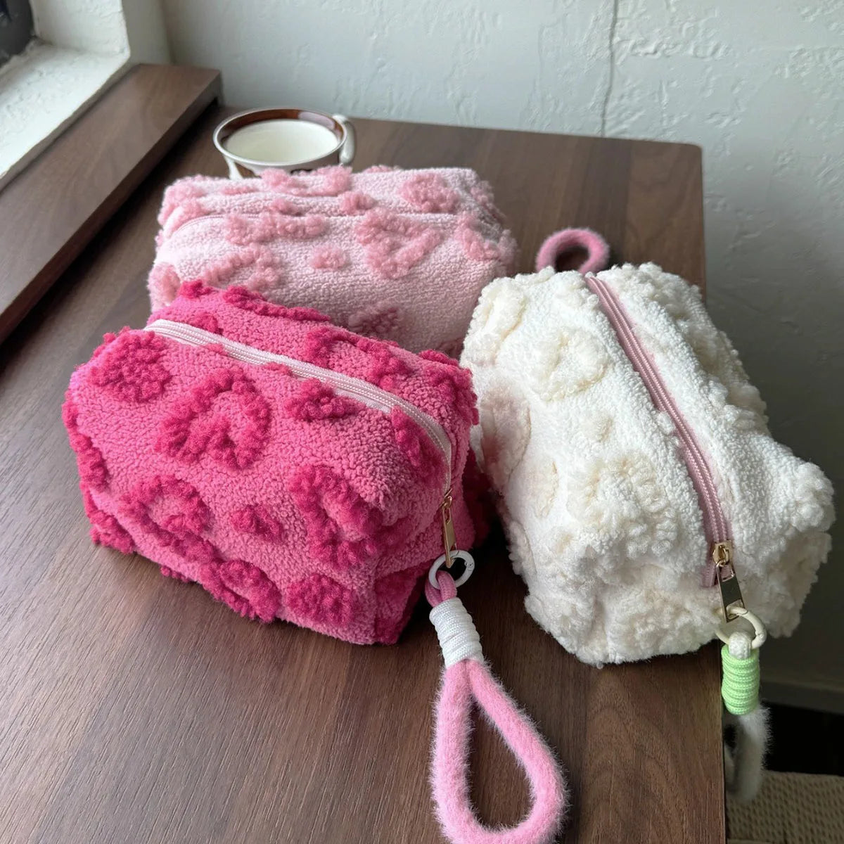 Soft Plush Makeup Bag Portable With Handle Travel Organizer - Smarsty