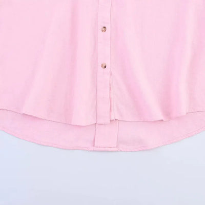 HipSeam Wide Sleeved Shirt Women Spring Asymmetric Hem Button Women's Shirts Simple Lady Johnny Collar Linen Shirts & Blouses - Smarsty