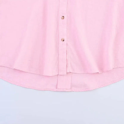 HipSeam Wide Sleeved Shirt Women Spring Asymmetric Hem Button Women's Shirts Simple Lady Johnny Collar Linen Shirts & Blouses - Smarsty