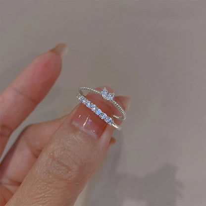 Elegant Dainty Crystal Heart Rings Set for Women - Smarsty