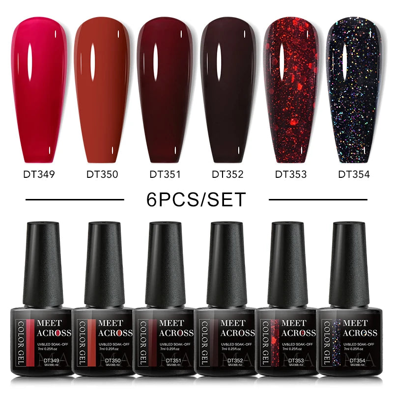 Glitter Red Silver Gel Nail Polish Set for Stunning Nail Art - Smarsty