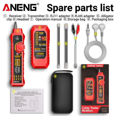 ANENG M469A Network Cable Tracker Tool with RJ45 and RJ11 Support - Smarsty
