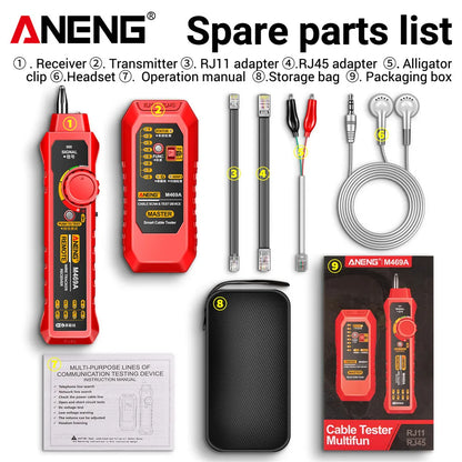 ANENG M469A Network Cable Tracker Tool with RJ45 and RJ11 Support - Smarsty