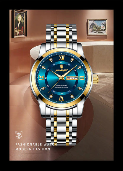 POEDAGAR Luxury Waterproof Men's Watch with Luminous Dial - Smarsty