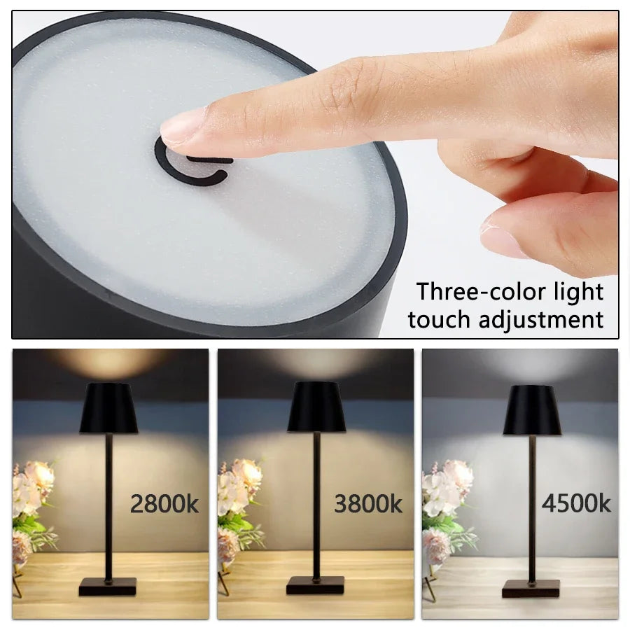 Wireless LED Table Lamp Rechargeable Dimmable Mood Light - Smarsty