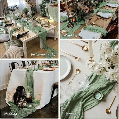 Boho Cheesecloth Table Runner Set for Elegant Events - Smarsty