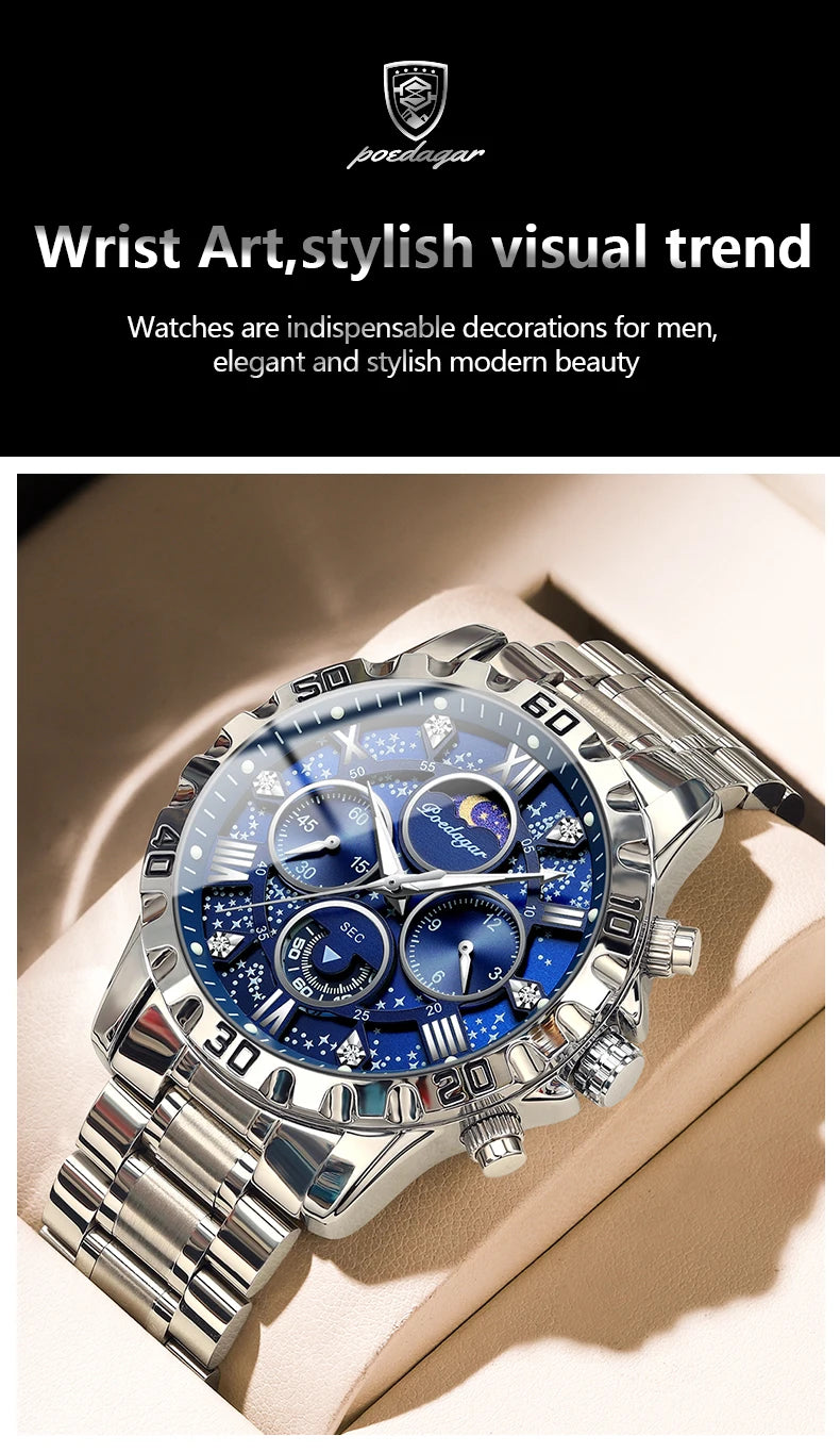 POEDAGAR Luxury Waterproof Quartz Sports Watch for Men - Smarsty