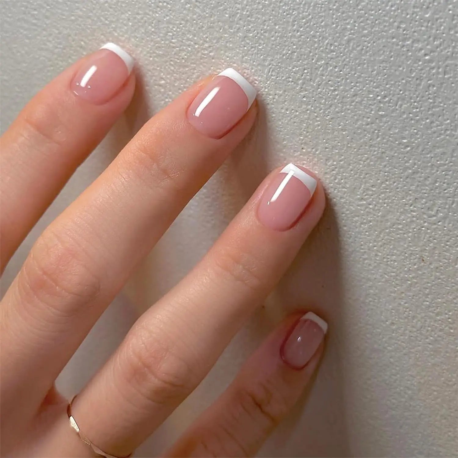 24pcs French Short Square False Nails Kit - Smarsty