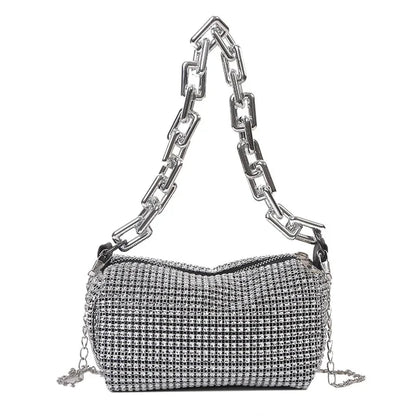 Rhinestone Bucket Bag Sparkling Crossbody Chain Bag - Smarsty