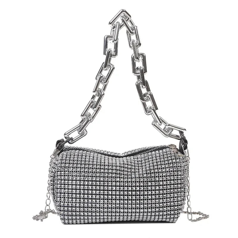 Rhinestone Bucket Bag Sparkling Crossbody Chain Bag - Smarsty