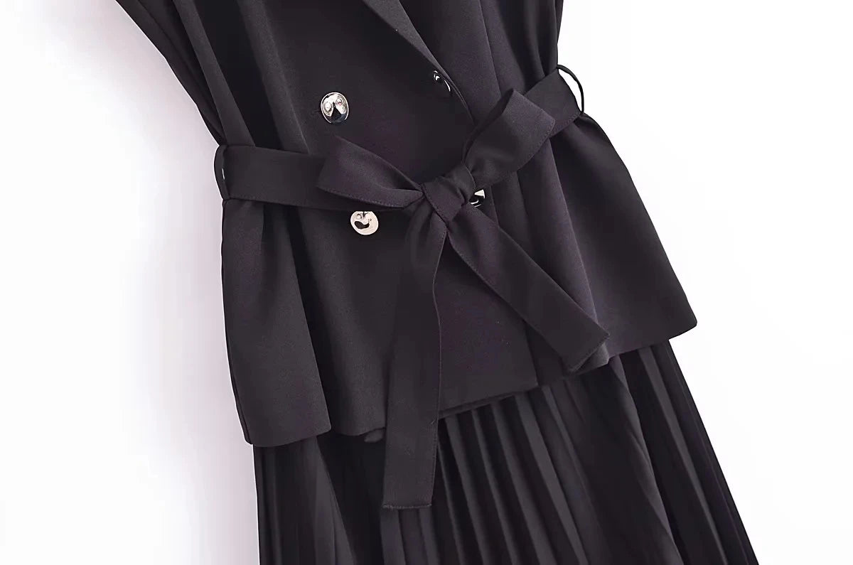 Corset Dress Women Pleated Vests Long Dresses for Women 2024 Sleeveless Office Party Dress Ruched Midi Evening Dresses - Smarsty
