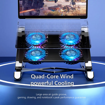 Laptop Cooling Pad with 2/4 Fans Foldable Notebook Stand RGB Silent Gaming Laptop Cooler Fan 7 Height for 11-17.3 Inch Notebook - Smarsty