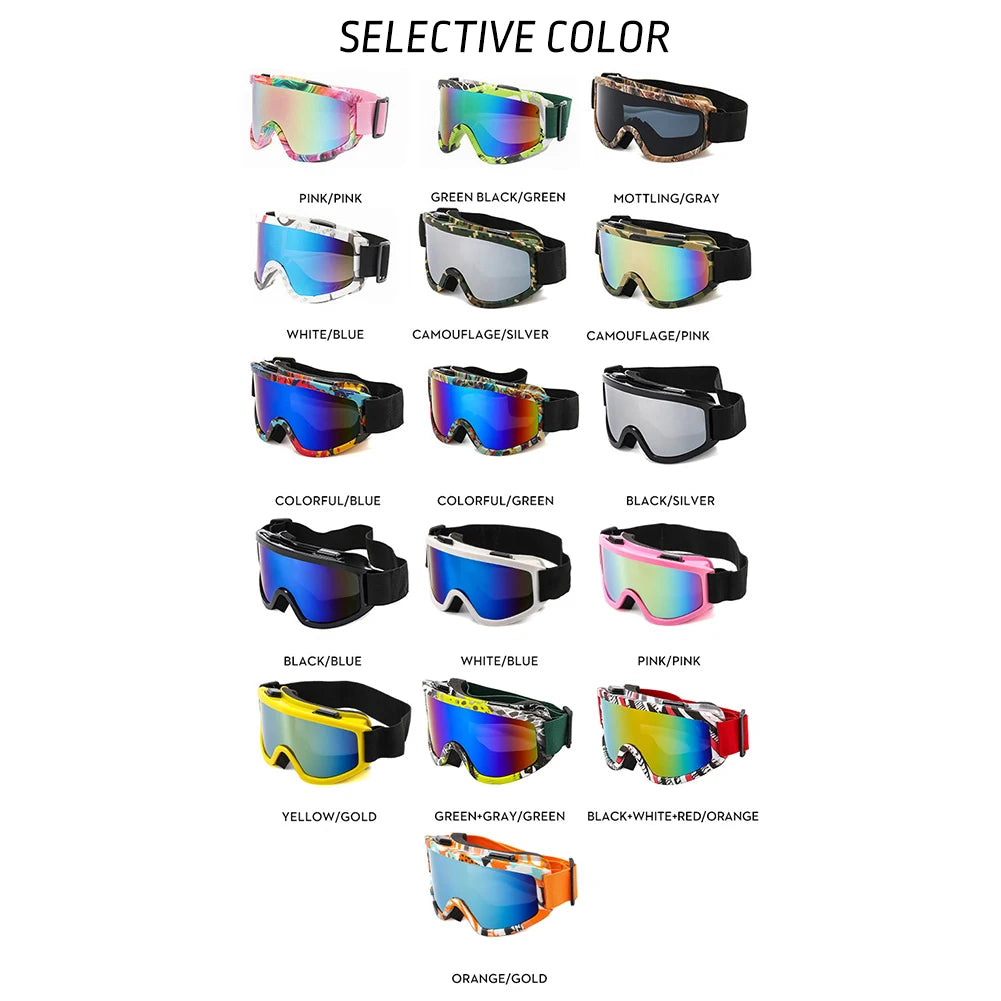 Large Frame Ski Goggles with Colorful Lens Anti-Collision Anti-Glare Lens Outdoor Sport Snow Snowboard for Snowboarding Skiing - Smarsty