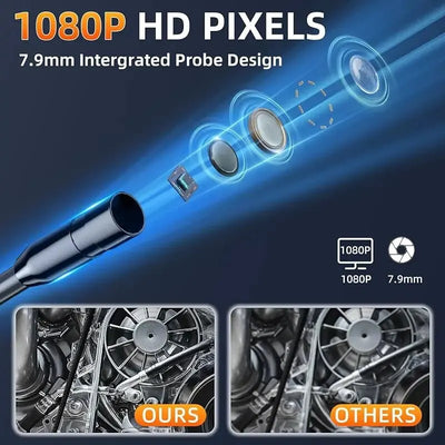 Industrial Endoscope Camera 8mm HD1080P 4.3inch IPS Screen 1080P Pipe Inspection Camera for Car Repair IP67 Waterproof 8 LEDS - Smarsty