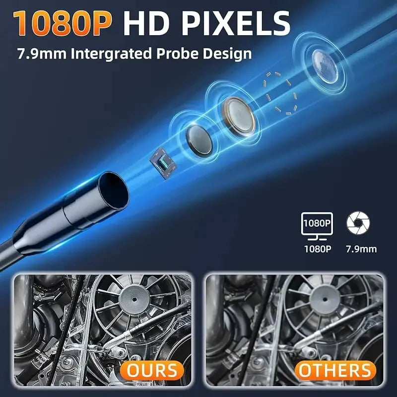 Industrial Endoscope Camera 8mm HD1080P 4.3inch IPS Screen 1080P Pipe Inspection Camera for Car Repair IP67 Waterproof 8 LEDS - Smarsty