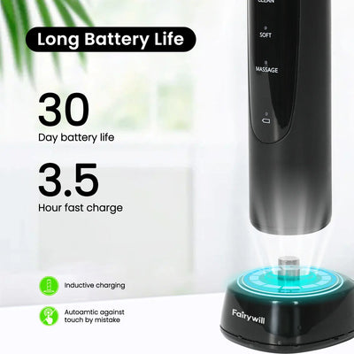 Fairywill Electric Toothbrush T2233Powerful Rotation Cleaning 4 Replacement Heads Rechargeable Sonic Toothbrush for Adults - Smarsty