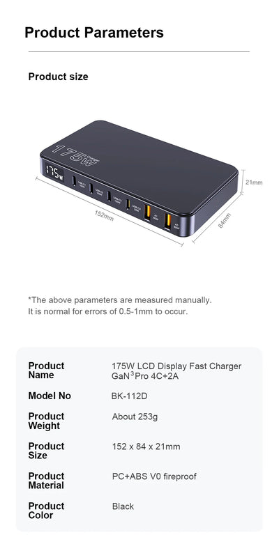 GaN USB C 6Port Desktop Charger With Fast LED Display - Smarsty
