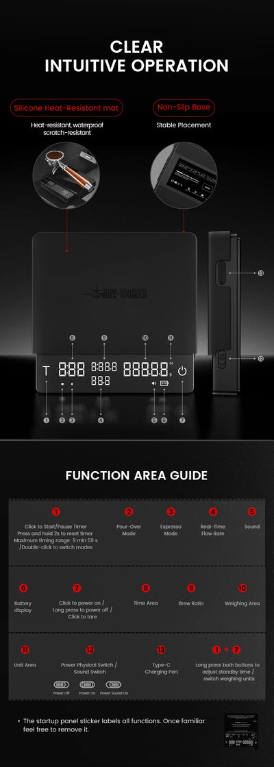 MHW-3BOMBER Cube Coffee Scale 3.0 Pro Max Digital Kitchen Coffee Scale High Precision Flow Rate Big Battery Coffee Accessories by Smarsty