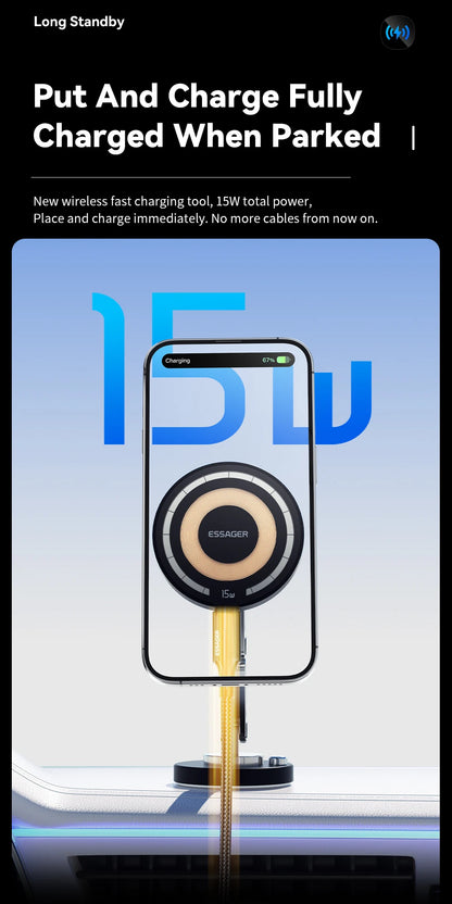 Magnetic MagSafe Wireless Car Charger Holder 15W Charging - Smarsty